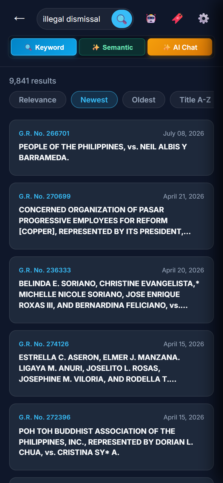 Mobile search results feed